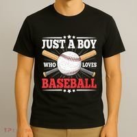 Just A Boy Who Loves Baseball Funny Baseball Player T-Shirt thumb 3