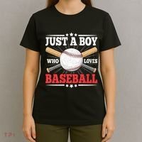 Just A Boy Who Loves Baseball Funny Baseball Player T-Shirt thumb 4
