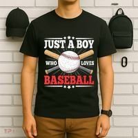 Just A Boy Who Loves Baseball Funny Baseball Player T-Shirt thumb 6