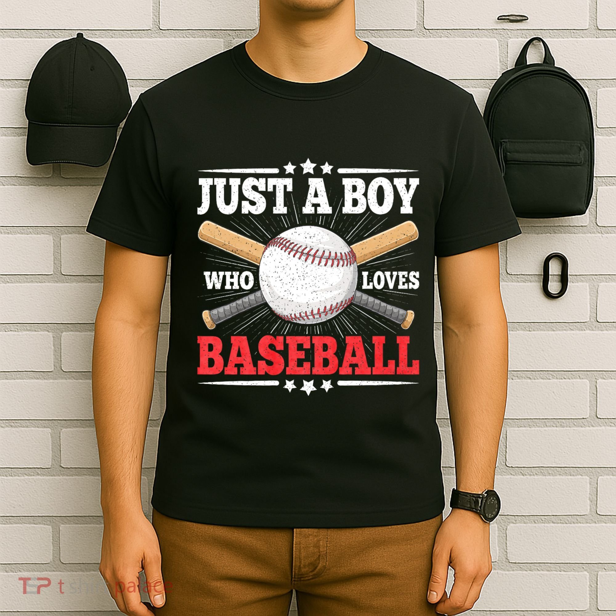 Just A Boy Who Loves Baseball Funny Baseball Player T-Shirt