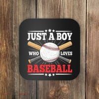 Just A Boy Who Loves Baseball Funny Baseball Player Coaster thumb 0