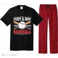 Just A Boy Who Loves Baseball Funny Baseball Player Pajama Set thumb 0