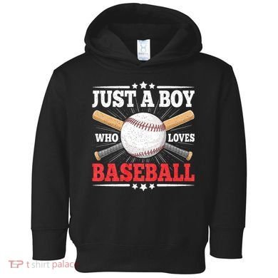 Just A Boy Who Loves Baseball Funny Baseball Player Toddler Hoodie