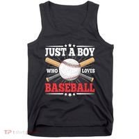 Just A Boy Who Loves Baseball Funny Baseball Player Tank Top thumb 0