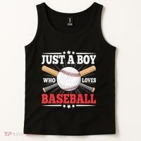 Just A Boy Who Loves Baseball Funny Baseball Player Tank Top thumb 2