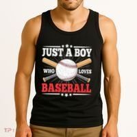 Just A Boy Who Loves Baseball Funny Baseball Player Tank Top thumb 3