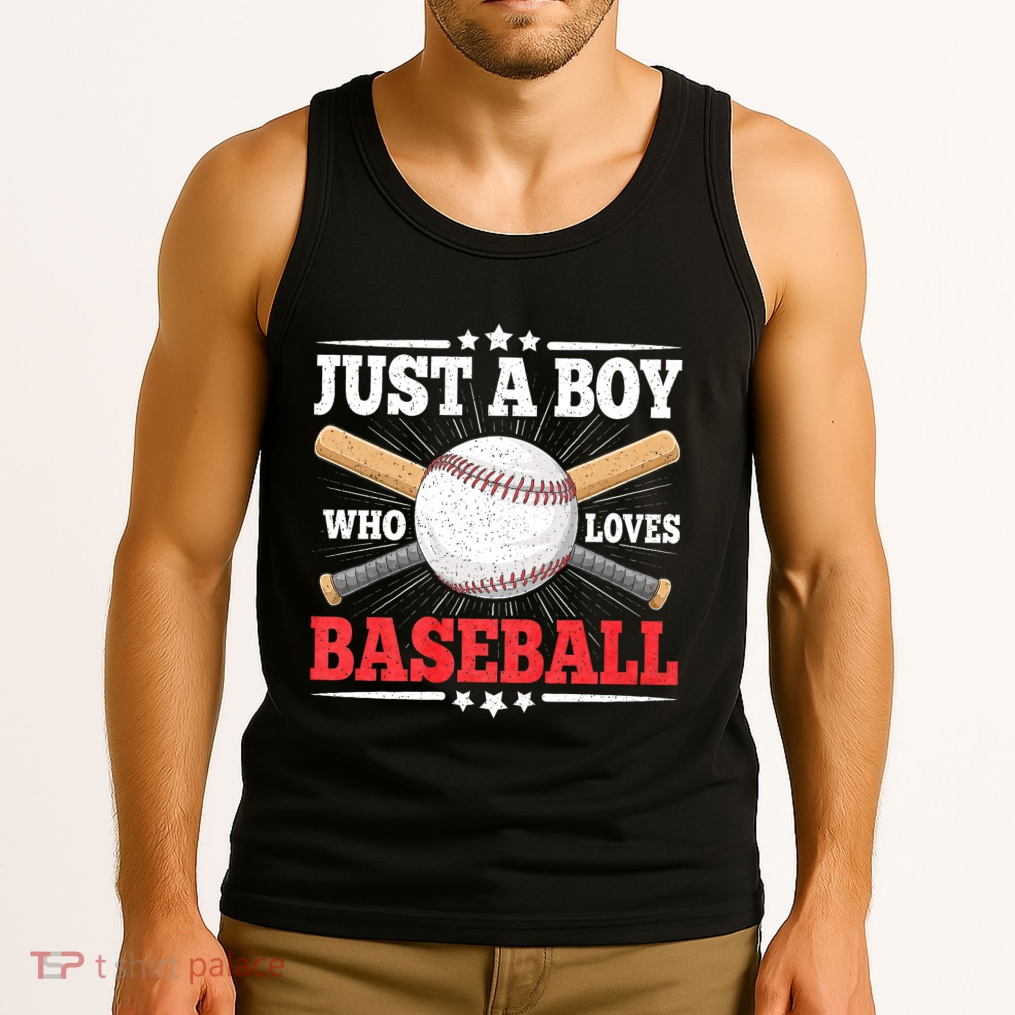 Just A Boy Who Loves Baseball Funny Baseball Player Tank Top