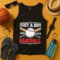 Just A Boy Who Loves Baseball Funny Baseball Player Tank Top thumb 4