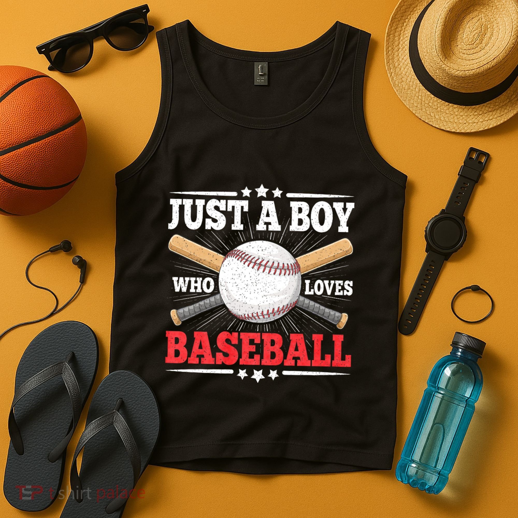 Just A Boy Who Loves Baseball Funny Baseball Player Tank Top