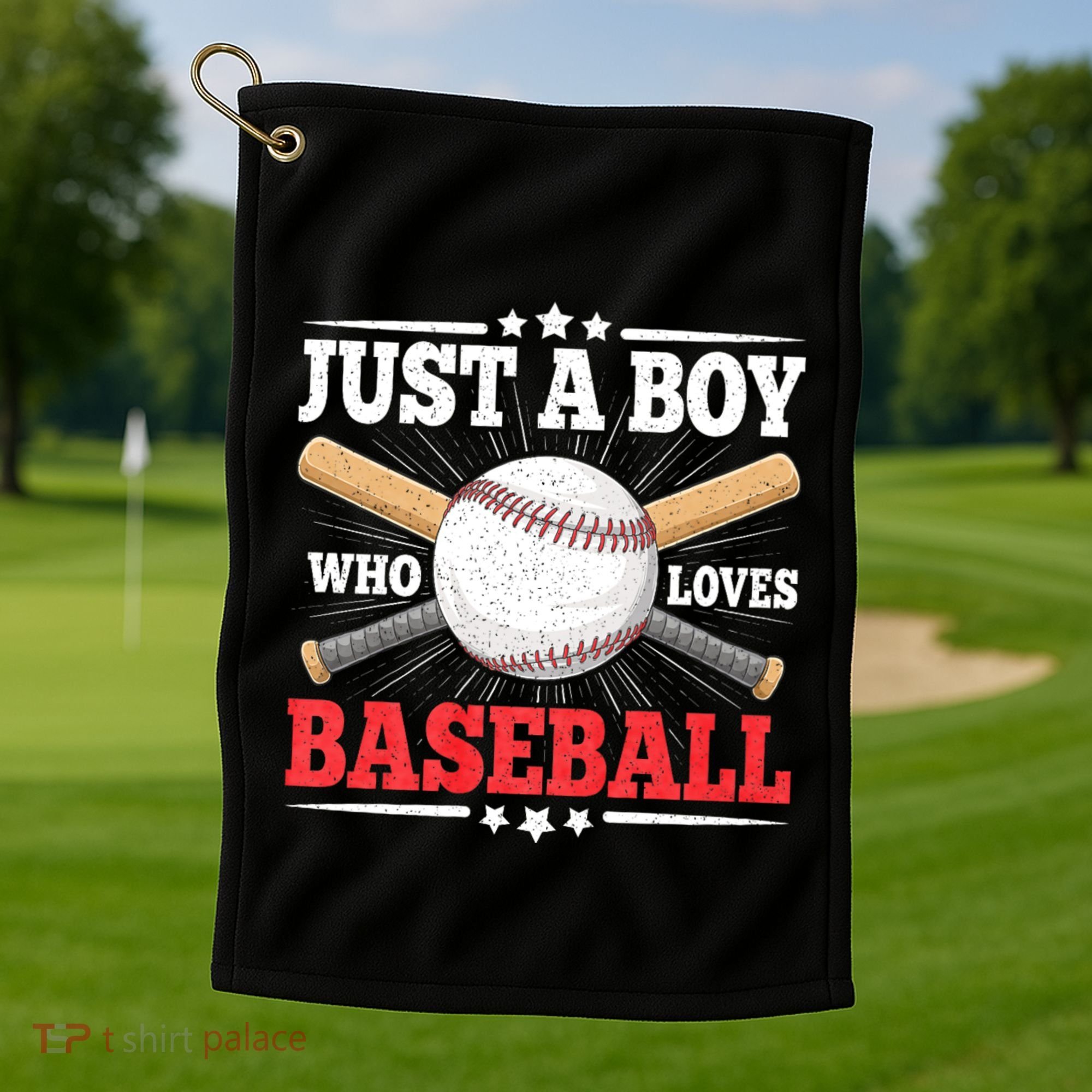 Just A Boy Who Loves Baseball Funny Baseball Player Golf Towel