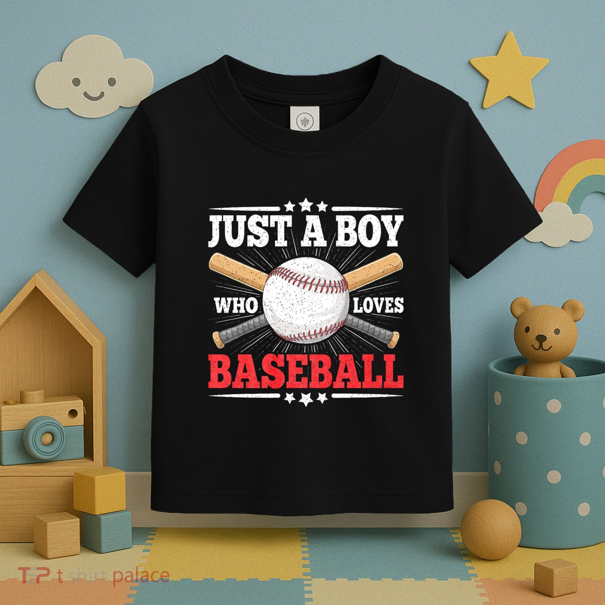 Just A Boy Who Loves Baseball Funny Baseball Player Toddler T-Shirt