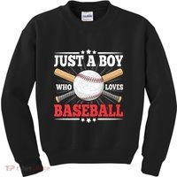 Just A Boy Who Loves Baseball Funny Baseball Player Kids Sweatshirt thumb 0