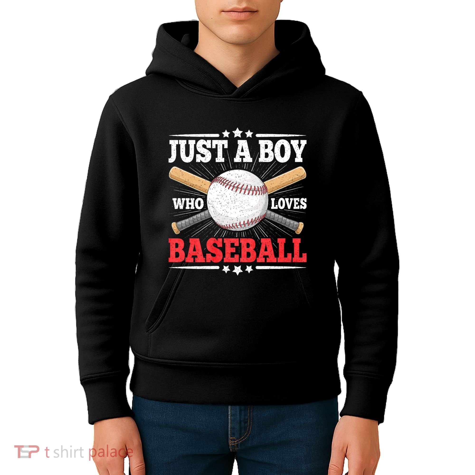 Just A Boy Who Loves Baseball Funny Baseball Player Kids Hoodie