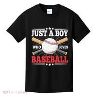 Just A Boy Who Loves Baseball Funny Baseball Player Kids T-Shirt thumb 0