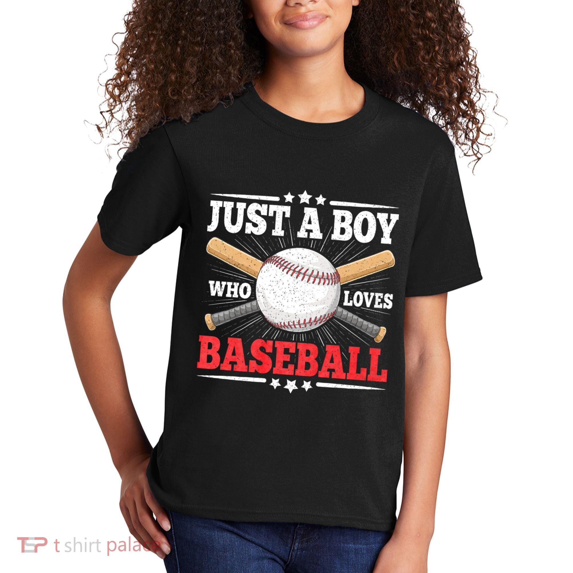 Just A Boy Who Loves Baseball Funny Baseball Player Kids T-Shirt