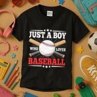 Just A Boy Who Loves Baseball Funny Baseball Player Kids T-Shirt thumb 3