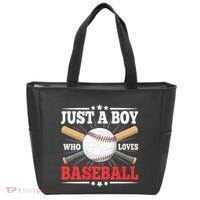Just A Boy Who Loves Baseball Funny Baseball Player Tote Bag thumb 0
