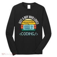 Just A Boy Who Loves Coding Computer Long Sleeve Shirt thumb 0