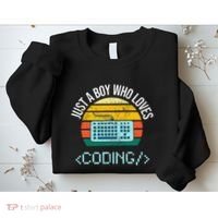 Just A Boy Who Loves Coding Computer Sweatshirt thumb 2