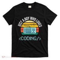 Just A Boy Who Loves Coding Computer T-Shirt thumb 0