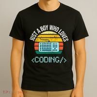 Just A Boy Who Loves Coding Computer T-Shirt thumb 3