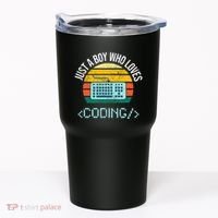 Just A Boy Who Loves Coding Computer Tumbler thumb 0