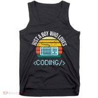 Just A Boy Who Loves Coding Computer Tank Top thumb 0