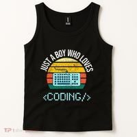 Just A Boy Who Loves Coding Computer Tank Top thumb 2