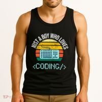 Just A Boy Who Loves Coding Computer Tank Top thumb 3