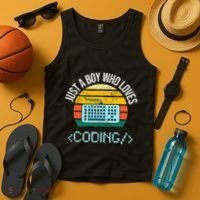Just A Boy Who Loves Coding Computer Tank Top thumb 4