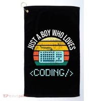 Just A Boy Who Loves Coding Computer Golf Towel thumb 0