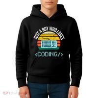 Just A Boy Who Loves Coding Computer Kids Hoodie thumb 4