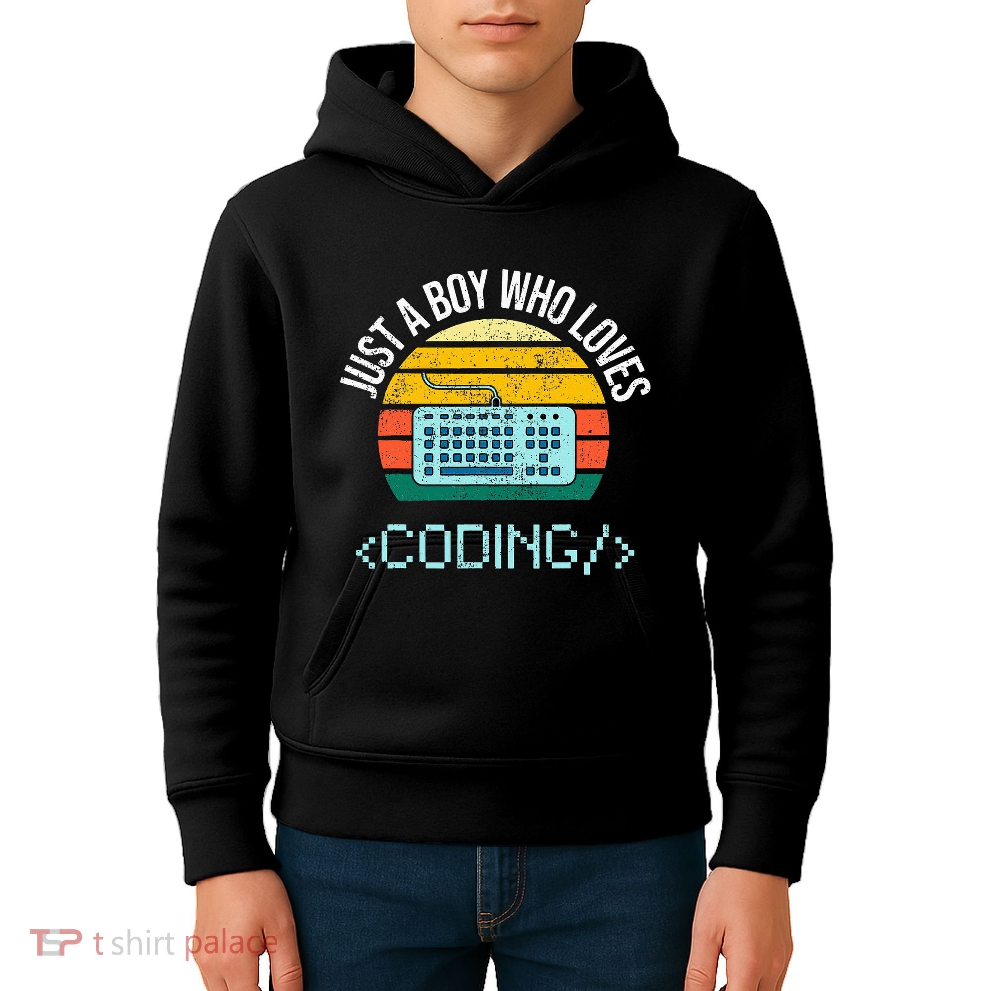 Just A Boy Who Loves Coding Computer Kids Hoodie