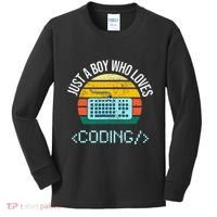 Just A Boy Who Loves Coding Computer Kids Long Sleeve Shirt thumb 0