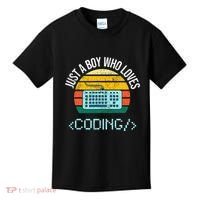 Just A Boy Who Loves Coding Computer Kids T-Shirt thumb 0