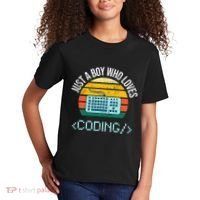 Just A Boy Who Loves Coding Computer Kids T-Shirt thumb 2