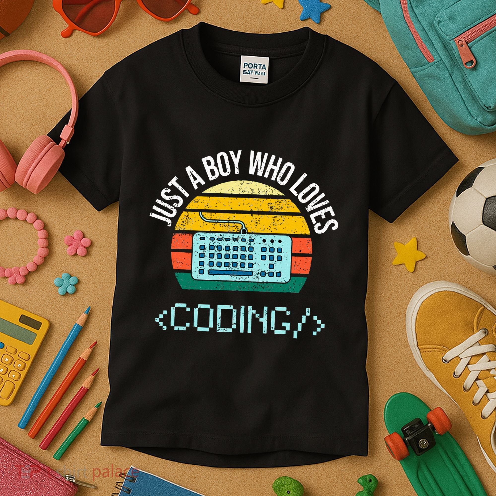 Just A Boy Who Loves Coding Computer Kids T-Shirt