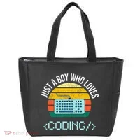 Just A Boy Who Loves Coding Computer Tote Bag thumb 0