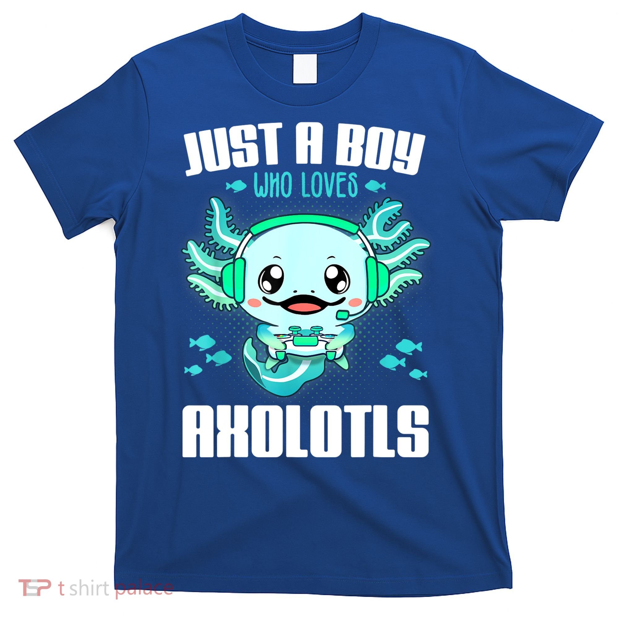 Just A Boy Who Loves Axolotls Funny Axolotl Gamer Kids Boys T-Shirt