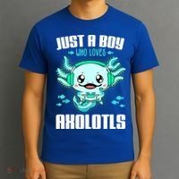 Just A Boy Who Loves Axolotls Funny Axolotl Gamer Kids Boys T-Shirt thumb 3