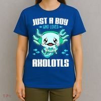 Just A Boy Who Loves Axolotls Funny Axolotl Gamer Kids Boys T-Shirt thumb 4