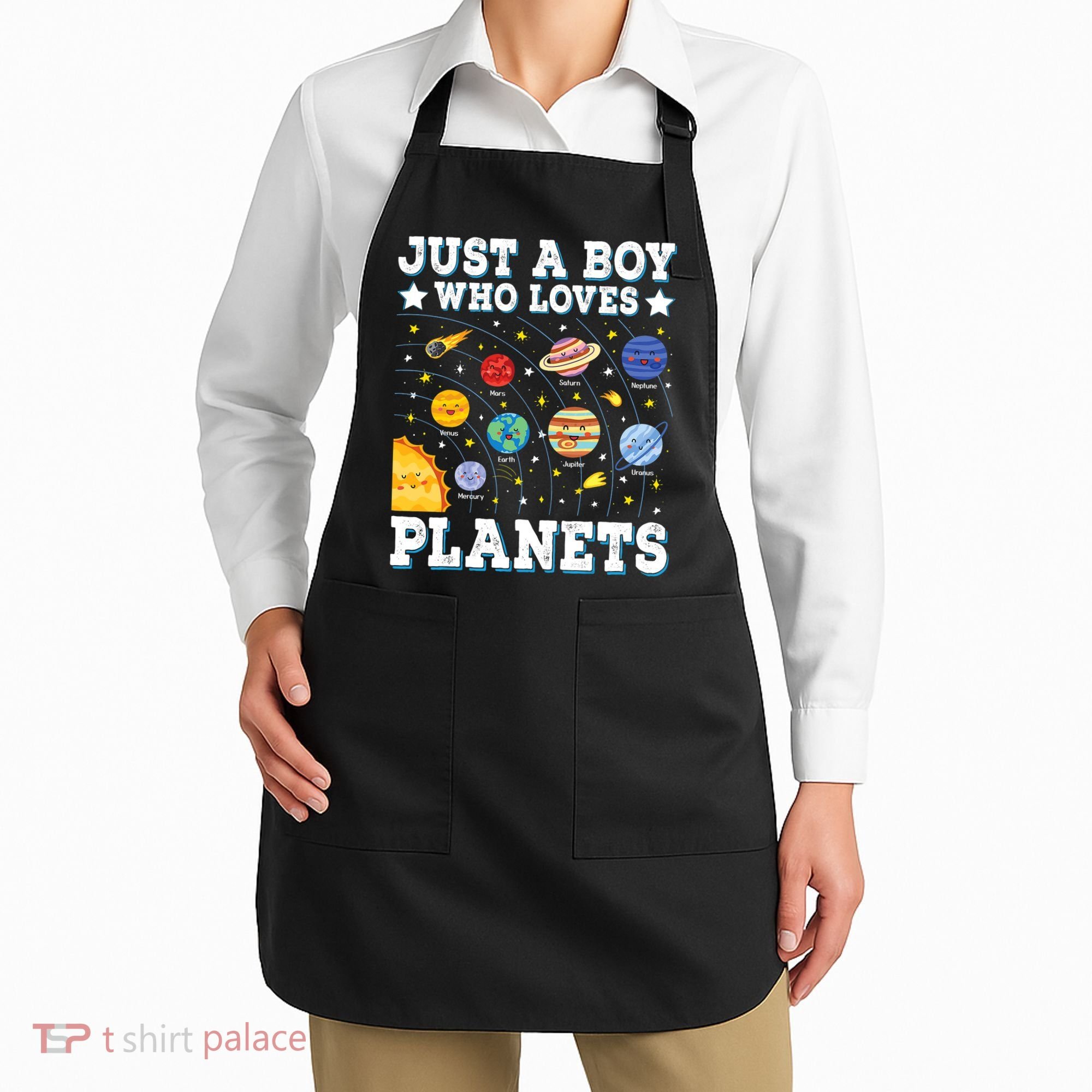Just A Bo_y Who Loves Planets Solar System Space Science Geek Apron