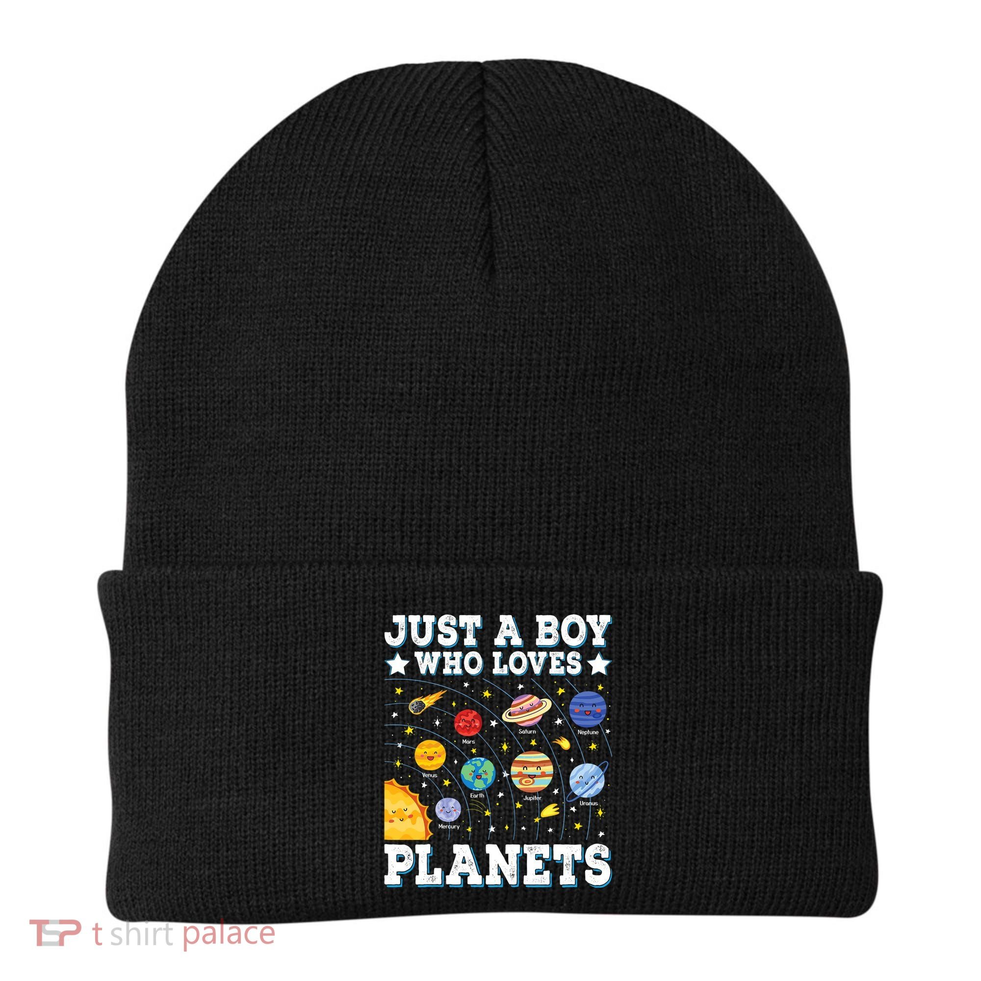 Just A Bo_y Who Loves Planets Solar System Space Science Geek Beanie