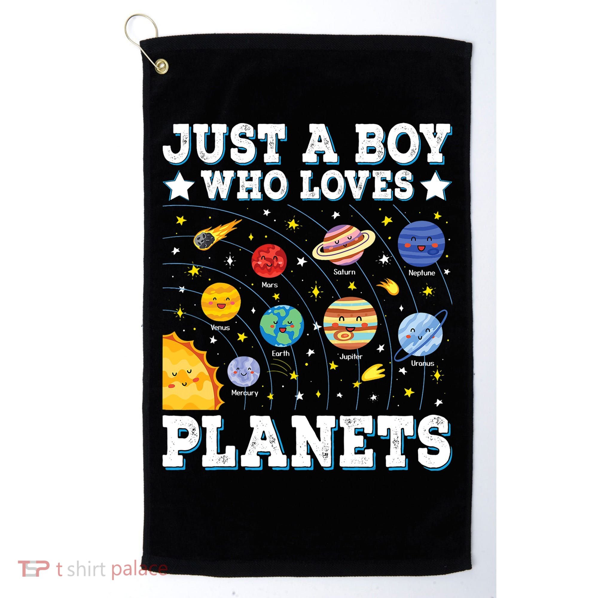 Just A Bo_y Who Loves Planets Solar System Space Science Geek Golf Towel