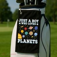 Just A Bo_y Who Loves Planets Solar System Space Science Geek Golf Towel thumb 2