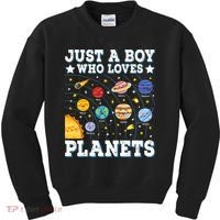 Just A Bo_y Who Loves Planets Solar System Space Science Geek Kids Sweatshirt thumb 0