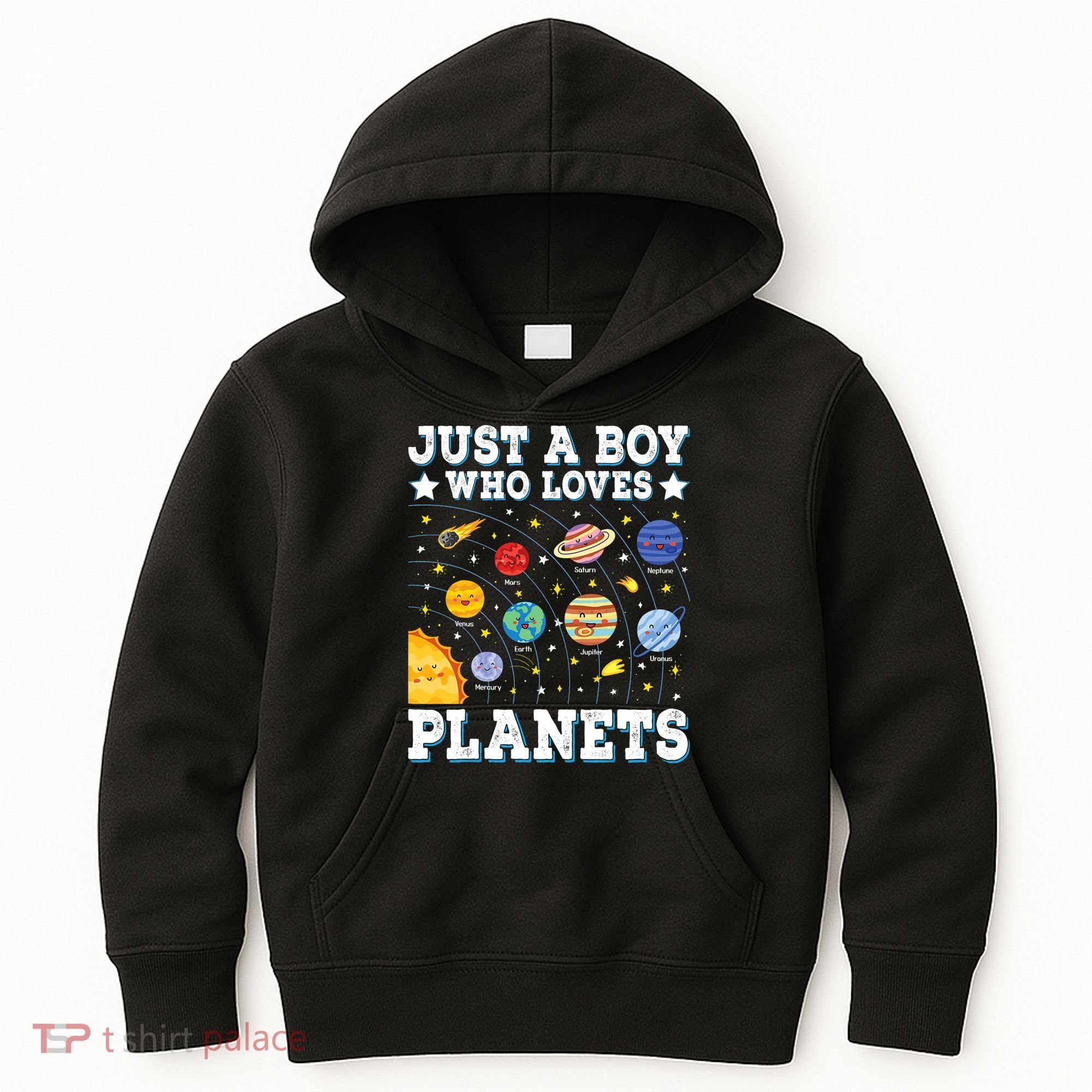 Just A Bo_y Who Loves Planets Solar System Space Science Geek Kids Hoodie