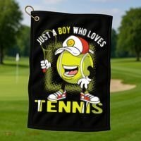 Just A Boy Who Loves Tennis Golf Towel thumb 1