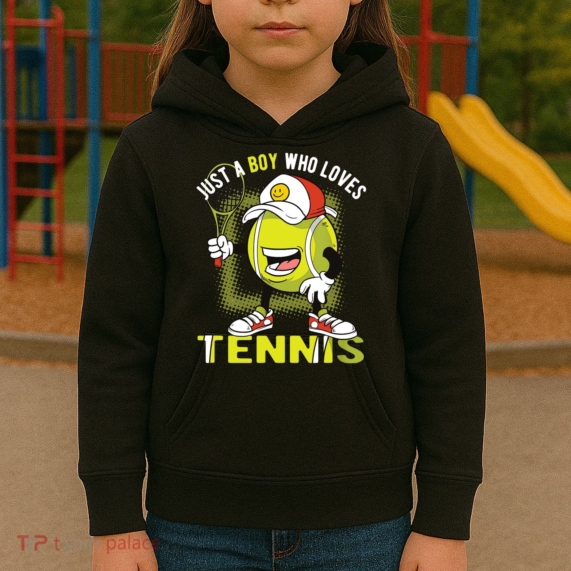 Just A Boy Who Loves Tennis Kids Hoodie