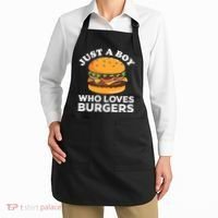 Just A Boy Who Loves Burger Cool Burger Gift Burger Boy Graphic Plus Size Shirt Apron thumb 2